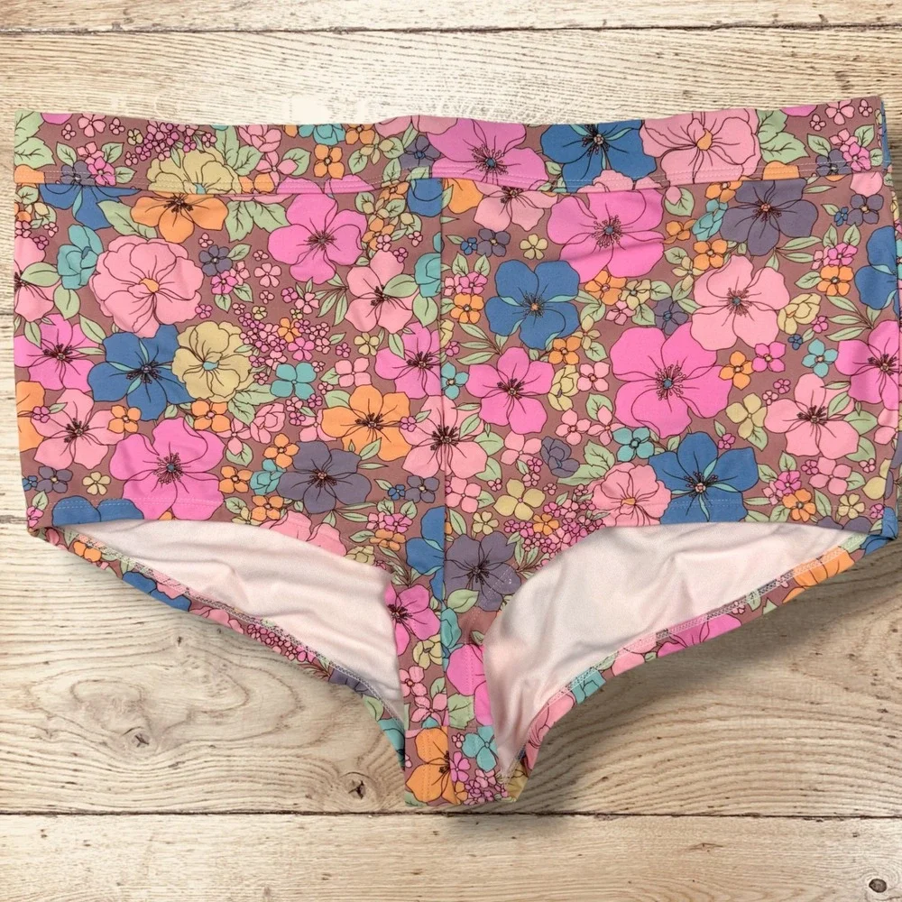WILD FABLE High Waisted Cheeky Swim Bottoms Groovy Floral Print Womens‎ 1X